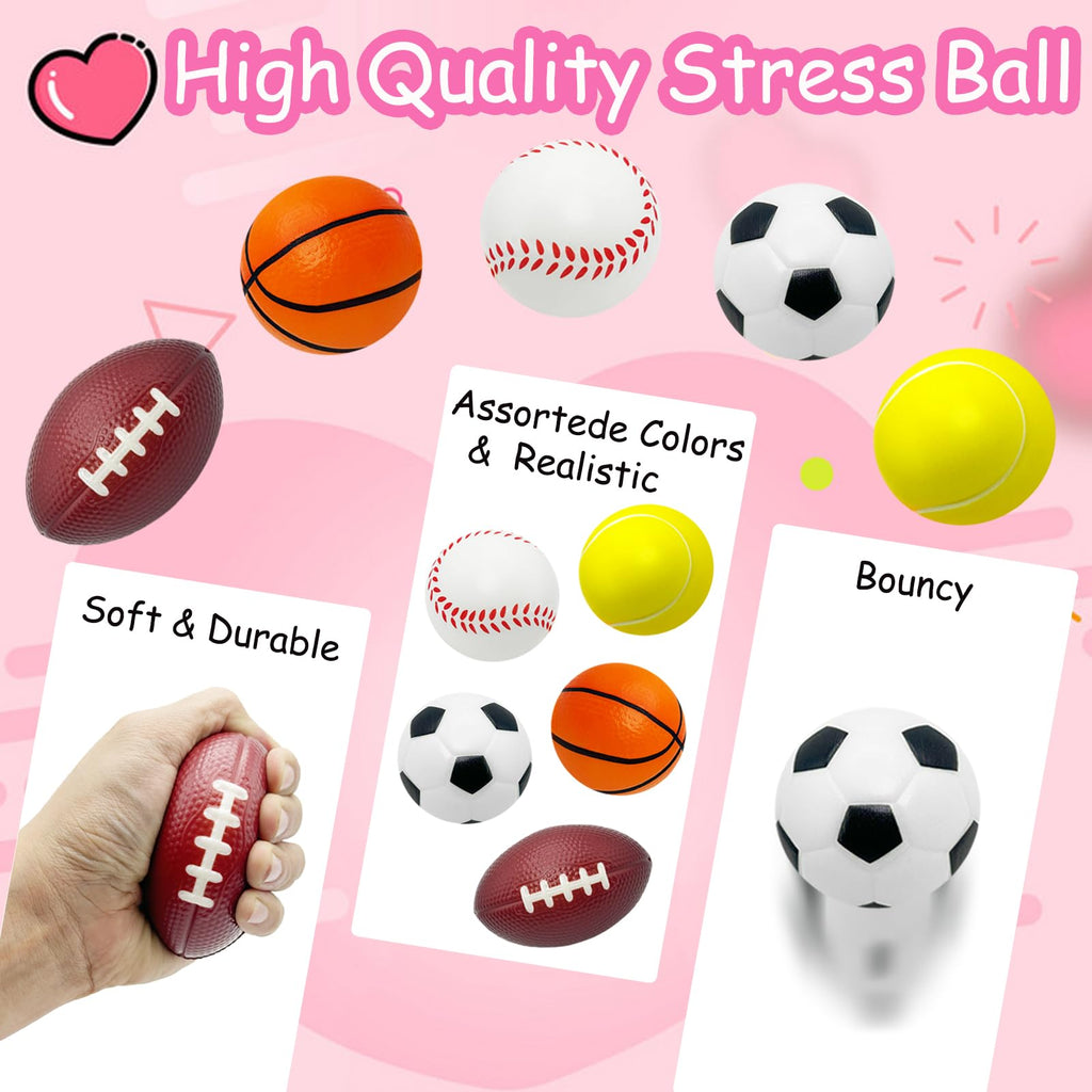 AouEtnay Valentines Day Gift Cards for Kids Classroom 20 Pack Mini Sports Stress Balls with Valentines Day Cards for Kids School Gift Exchange, Game Prizes, Valentines Party Favor Supplies