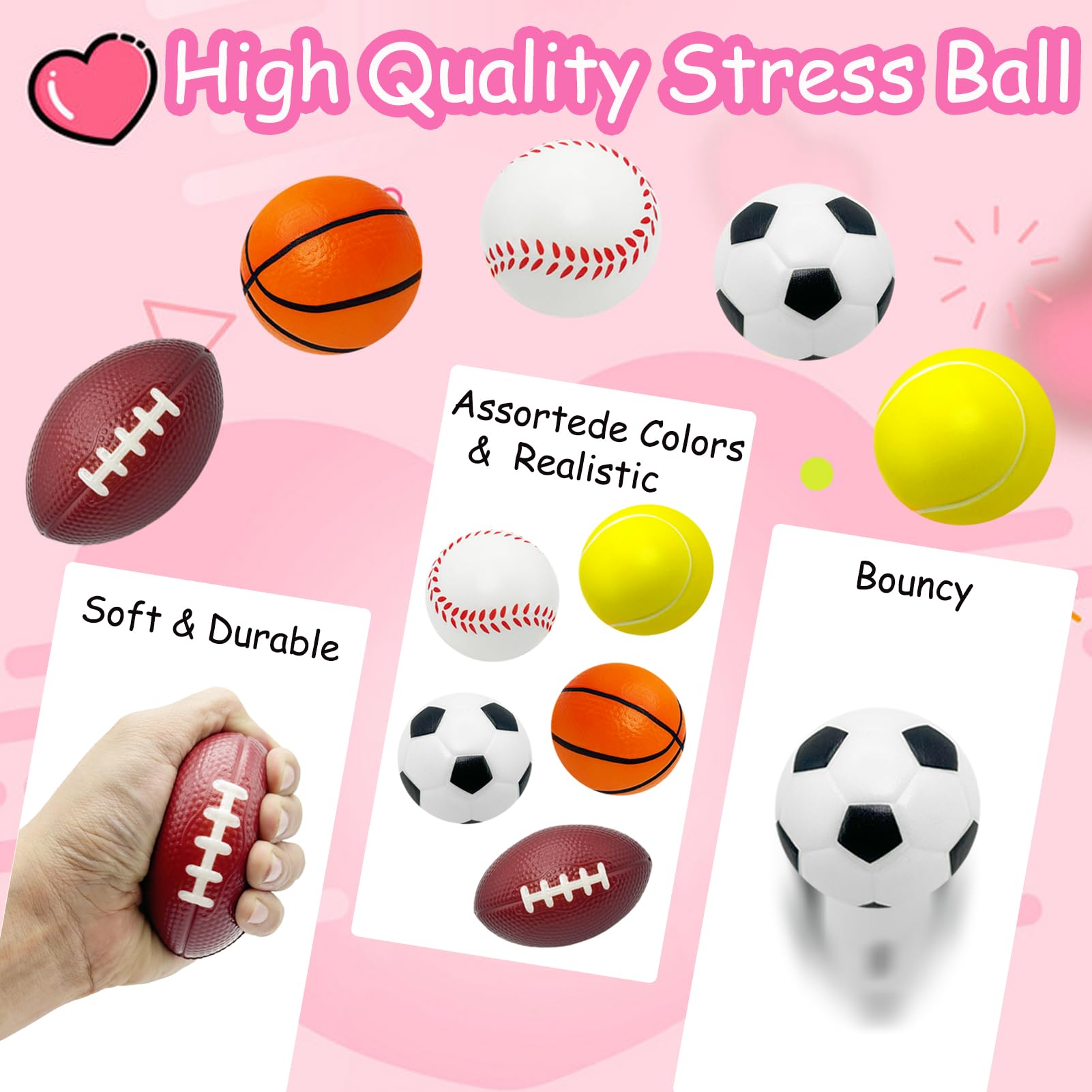 AouEtnay Valentines Day Gift Cards for Kids Classroom 20 Pack Mini Sports Stress Balls with Valentines Day Cards for Kids School Gift Exchange, Game Prizes, Valentines Party Favor Supplies