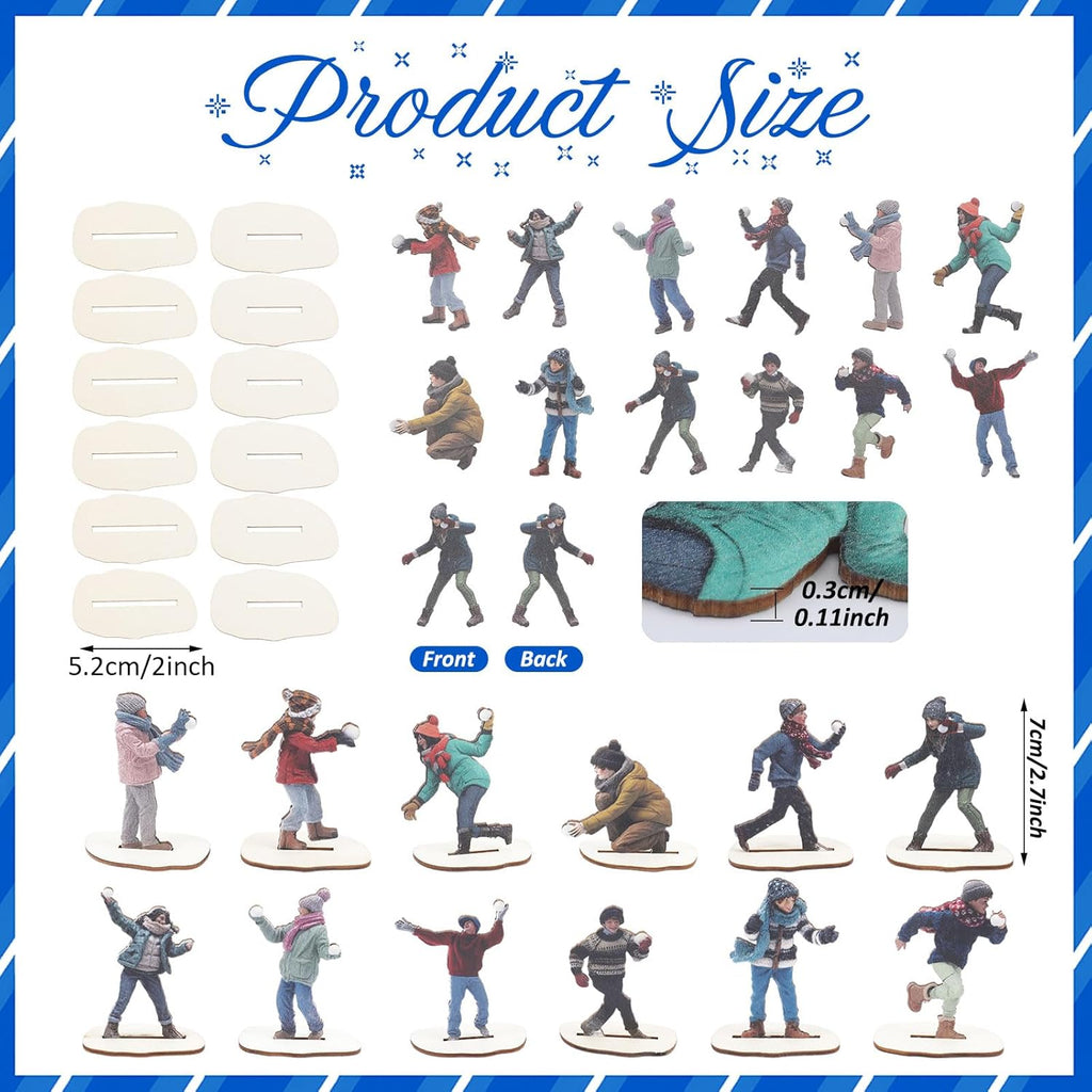 Weysat Christmas Village Figurines Set - 12 Miniature Snowball Fight Models for Winter Decor