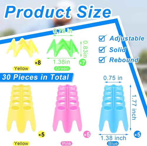 Honoson Golf Simulator Tees - 30 Durable Plastic Tees for Indoor/Outdoor Practice | 15 Tall & 15 Small