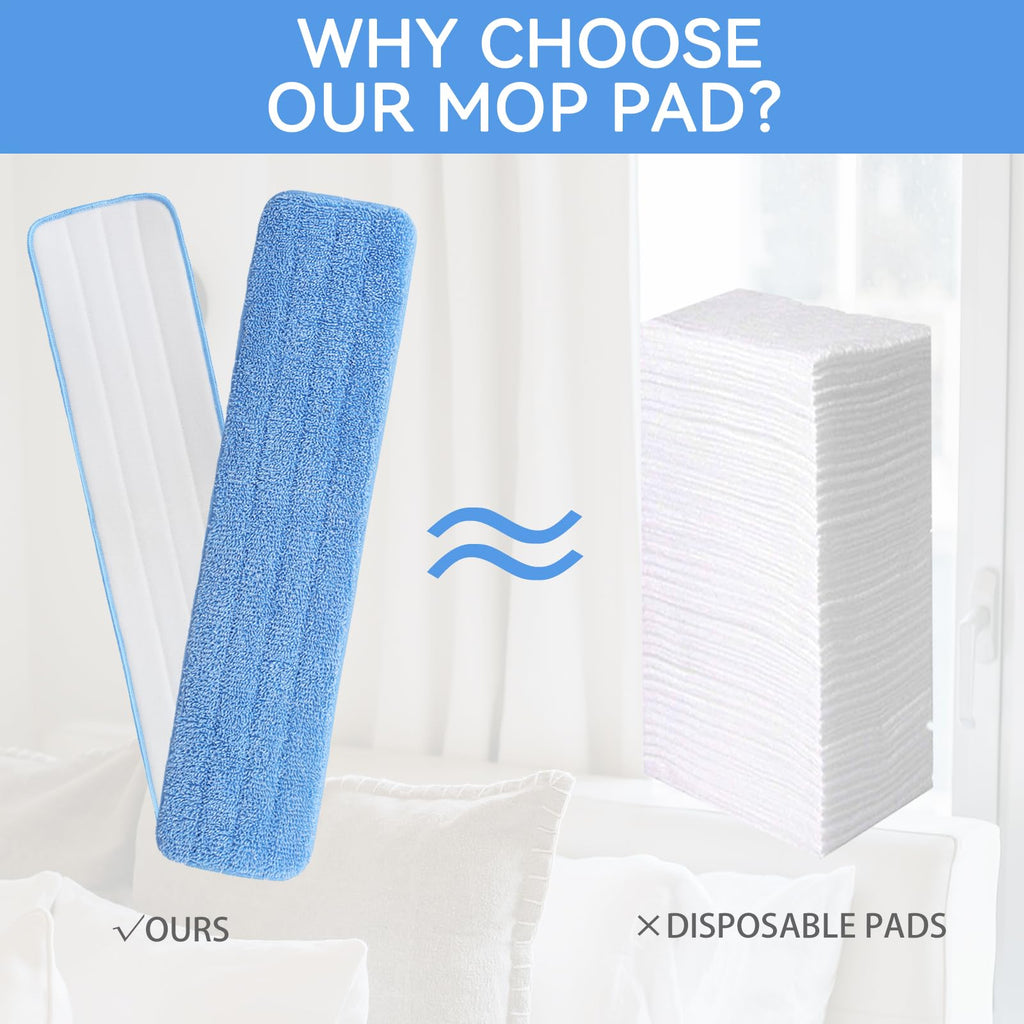 Replacement Microfiber Pad for Rubbermaid Commercial 24 Inch Mop Head - 8 Pack Wet & Dry Commercial Cleaning Refills Reusable Mop Refills Fit for Any Microfiber Flat Mop System 24"
