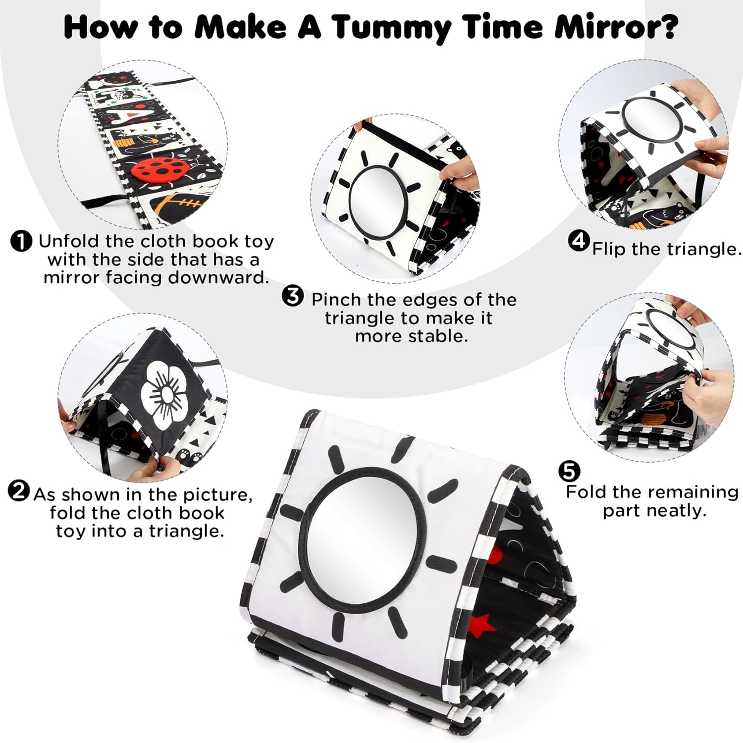 URMYWO Black and White Baby Toy - Soft Tummy Time Sensory Book for Newborns 0-12 Months | Visual Stimulation Gift