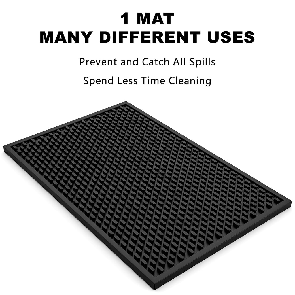 AXIESO 2 Pack Silicone Bar Mat - 1/2 Inch Thick Heat-Resistant and Food Safe Drip Mat - Spill Mats for Counter Top - Kitchen Service Mat, Coffee Bar, Restaurant - Drying Mat - 18 x 12 Inches