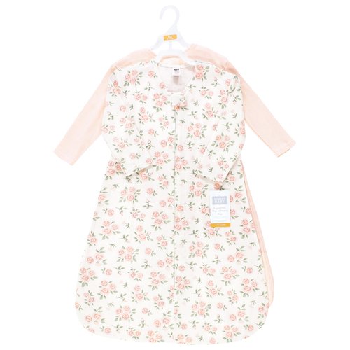 Hudson Baby Unisex Baby Thermal Long Sleeve Sleeping Bag 2pk, Soft Pink Sage Rose, 6-12 Months