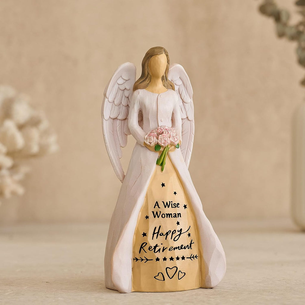 NAN ZAI NAN FANG Retirement Gifts for Women | Funny Hand-Painted Angel Figurine - 5.5" Personalized Gift for Coworkers, Teachers, Nurses