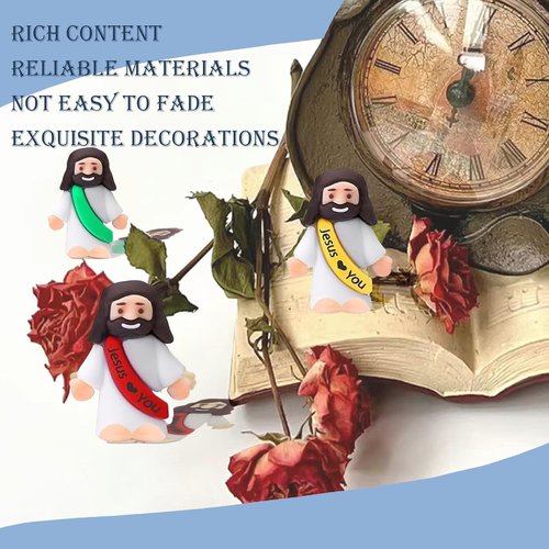 AKFAHOIF Mini Jesus Figurines - 30PCS Multicolor Tiny Jesus Figures for Easter Egg Stuffers
