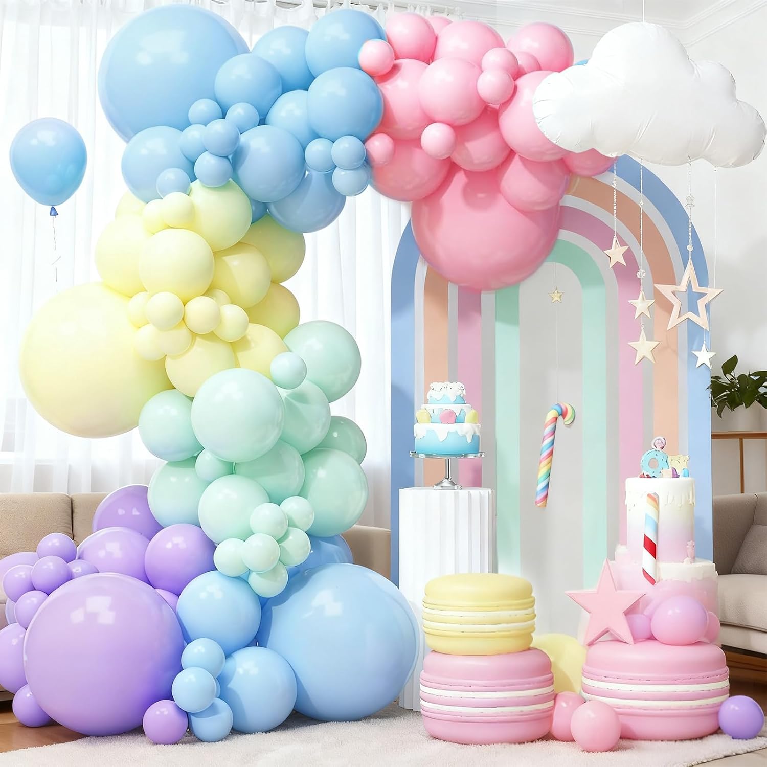 Patimate Pastel Balloons - 100 Pack 12-Inch Round Macaron Color Latex Balloons for Parties & Events