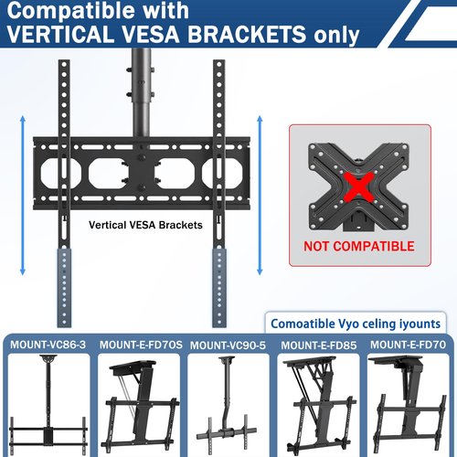 Vertical VESA TV Mount Extender Bracket Kit Compatible Designed for Low VESA Pattern TV’s,Fits for TV Ceiling Mounts,Extension Bracket Plate