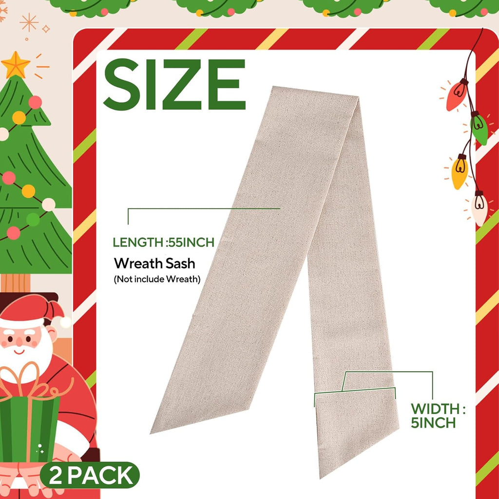 Skiennix Wreath Sash - 2 Pack Boxwood Garland for Front Door Decor | Burlap Design