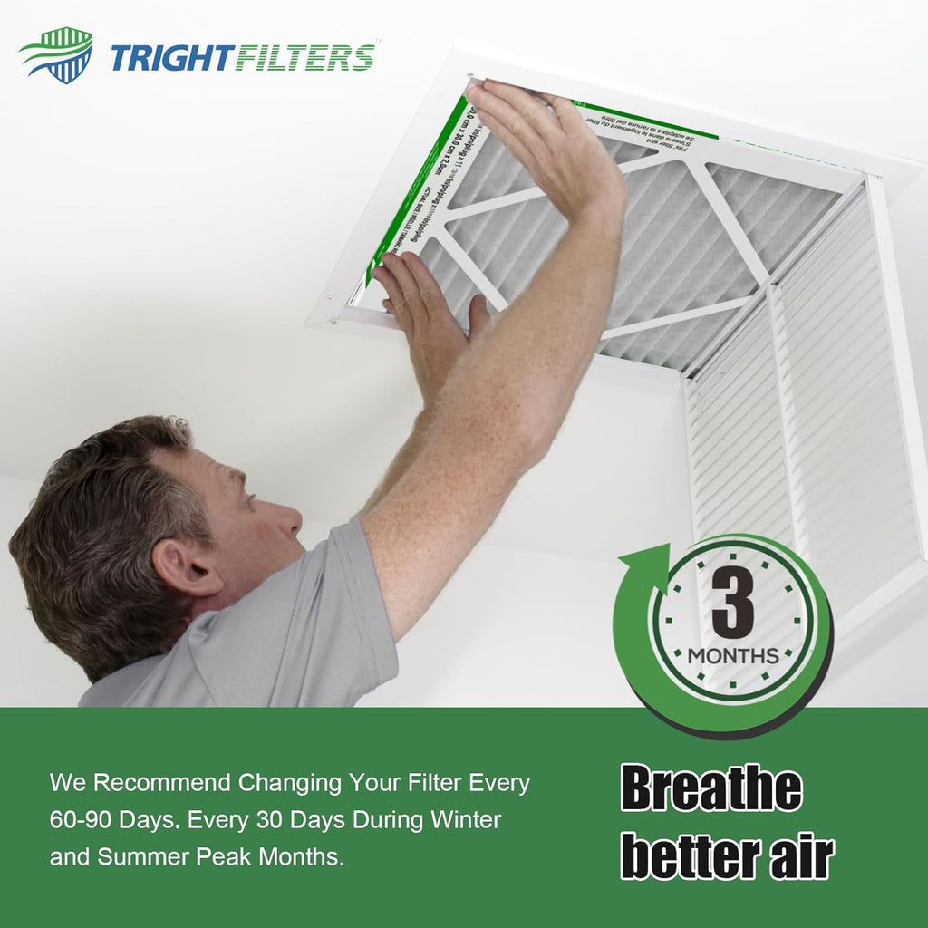TRIGHTFILTERS 20x20x1 Air Filter - Durable MERV 8 Pleated HVAC Replacement | 2 Pack, Lightweight Design