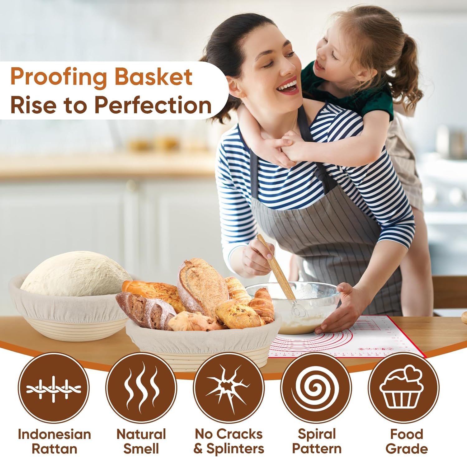 Round & Oval Bread Proofing Basket Set by [Brand Name] | 9" & 10" Sourdough Baking Tools for Artisan Bakers
