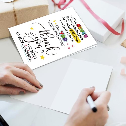 Qiyepbro 6 Pcs Thank you Cards with Envelope, 8 x 5.3 Inches, Appreciation Card for Men Women, Lovely Thank You Gifts Card for Friend, Coworker, Teacher