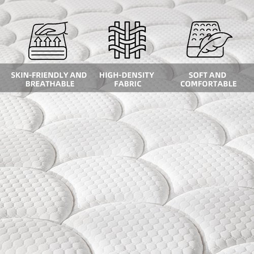 Twin Mattress 8 Inch Medium Firm Hybrid Mattress Twin Size Memory Foam Pocket Steel Springs Matress in a Box for All Sleep Positions Motion Isolation Ensure Comfortable Sleep (White, Twin 8 INCH)