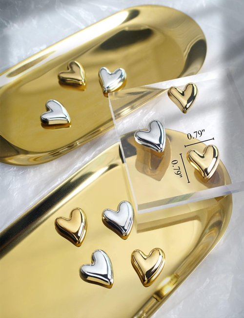 Mymazn 12Pcs Fridge Magnets Cute Refrigerator Magnets, Small Magnets for Whiteboard Cabinet Locker, Heart Decorative Magnets for Classroom Kitchen Office (Gold)
