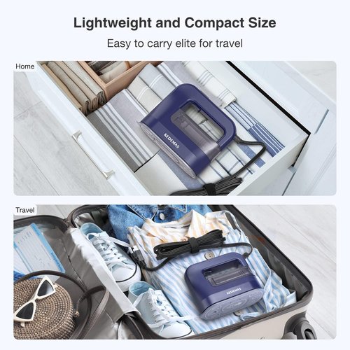 KEDEMAS Steamer Iron for Clothes,Portable Travel Mini Iron,1300W Powerful Garment Steamers,Horizontal, Vertical and Dry Ironing 4 in 1, 40s Fast Heat-up(Dark Blue)
