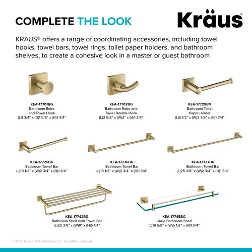KRAUS Ventus 10-inch Bathroom Towel Bar Rack, Brushed Gold Finish, KEA-17725BG