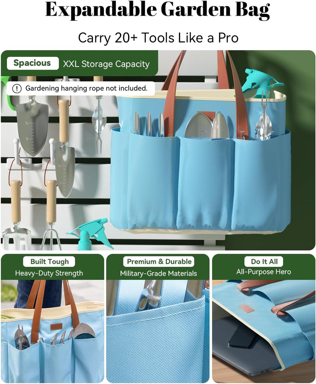 VerdantVibes 9-Piece Gardening Tool Set - Heavy-Duty Tools with Ergonomic Grips & Rust-Resistant Design | Perfect Gift for Gardeners