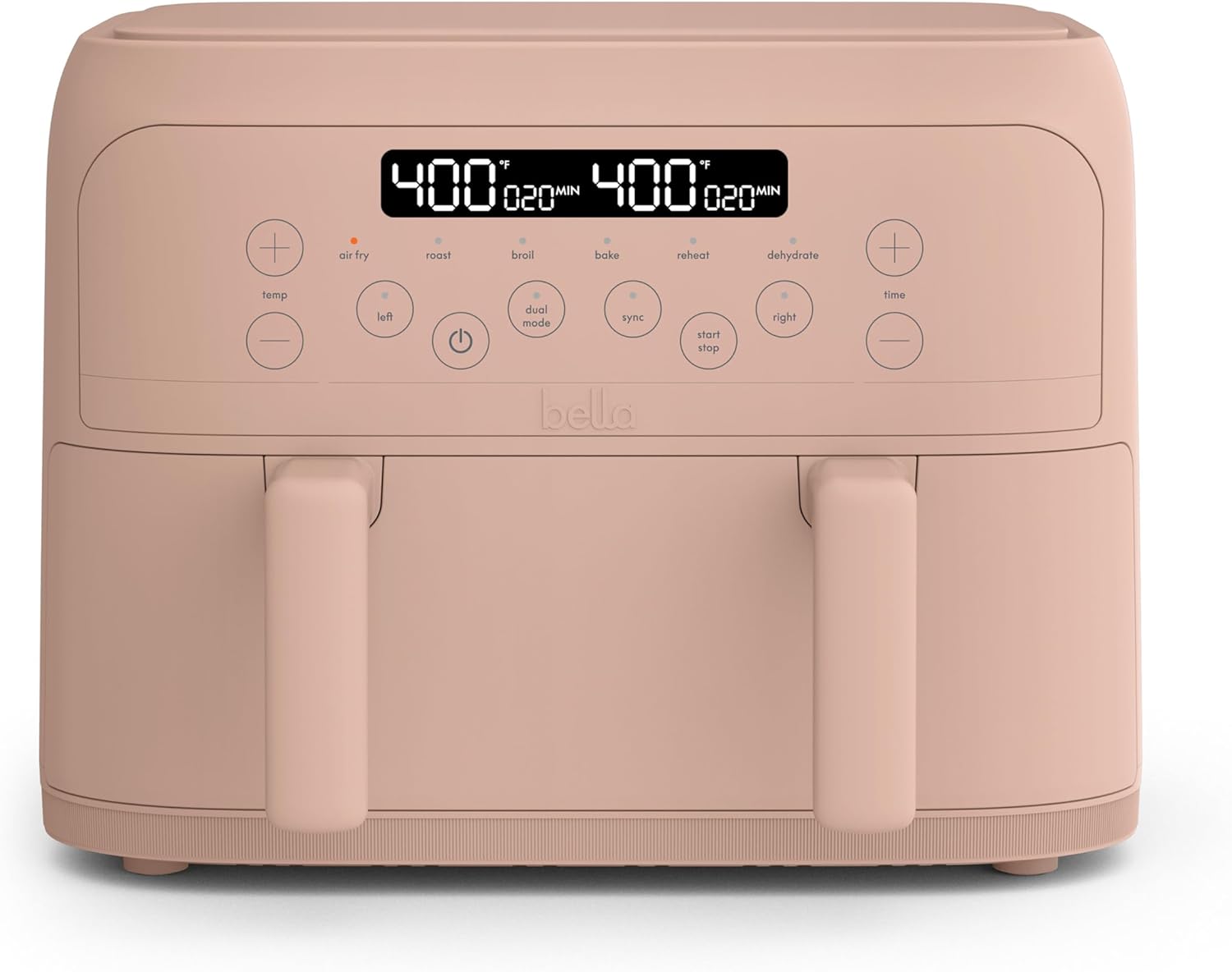 Bella 4 Qt TriZone Air Fryer - EverGood™ Ceramic Nonstick, Dual Basket Design | Digital Touchscreen, 1200W