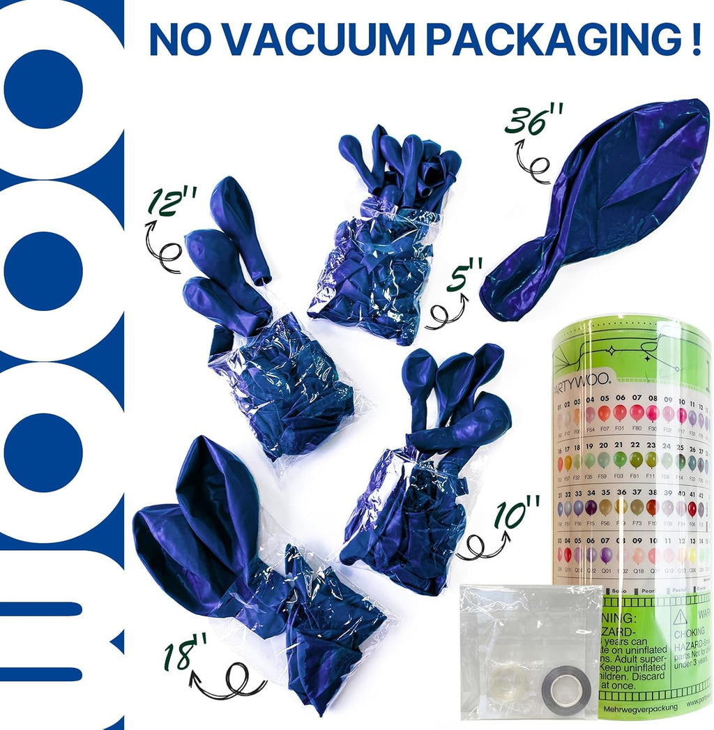 PartyWoo Royal Blue Balloons - 127-Piece Arch Kit for Baby Shower & Graduation | 5-18 Inch Sizes