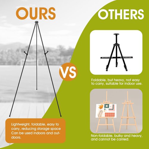 AROIC 63" Portable Metal Easel Stand - Adjustable Floor Easels for Signs & Art | 3 Pack with Storage Bags