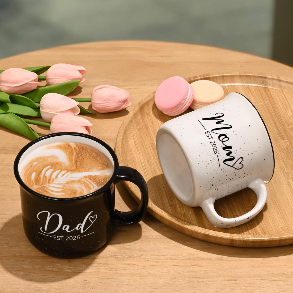 Maustic Mom and Dad Mugs, New Parents Gifts for Couples, New Mom and Dad Est 2026 Gifts for Expecting First Time Parents, 15 Oz