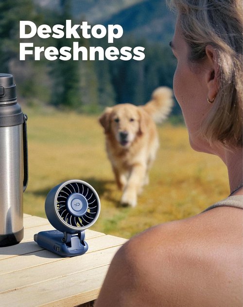 Diveblues Portable Handheld Fan - 7.4m/s High-Speed Turbo Fan | 180° Foldable 4-in-1 Design, USB-C Rechargeable, 12H Battery