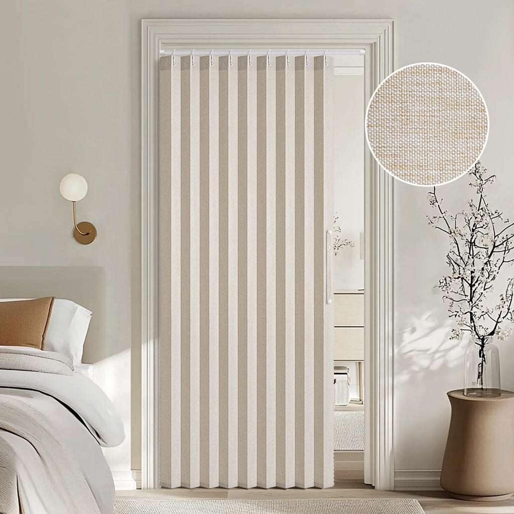 MIULEE Accordion Style Magnetic Folding Door Curtains - Pleated Cream Drapes for Room Divider | Beige, 39" x 78" Panel