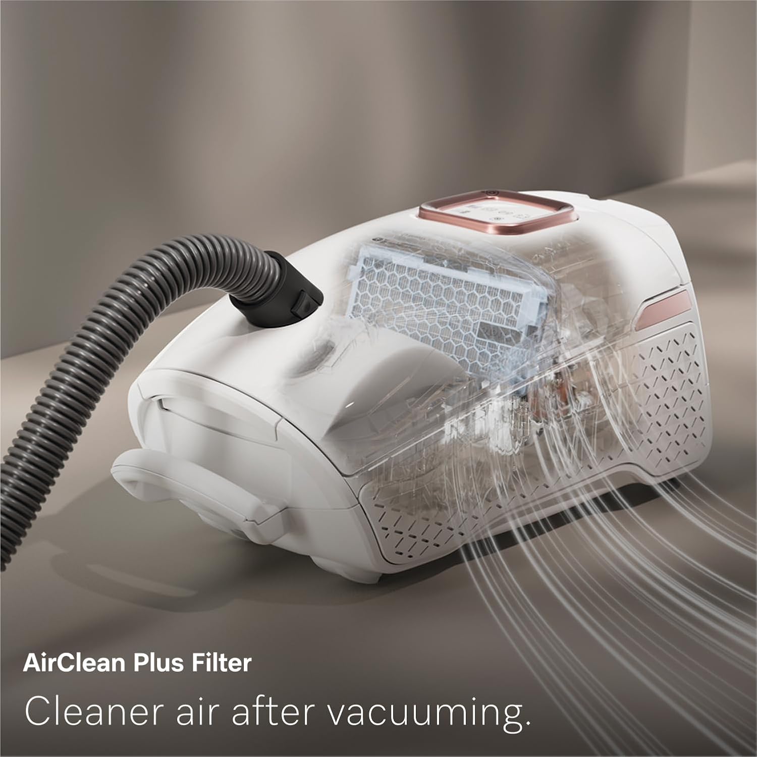 Miele Guard L1 AllFloor Bagged Canister Vacuum Cleaner - AirClean Plus Filter, LED Display, Obsidian Black/Rose Gold