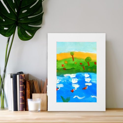 HOMSFOU Kids Artwork Picture Frame 7.2X5.3 Inch - Changeable Front Opening for Drawings, Photos, Posters - White Wooden Frame for Wall or Desktop Display