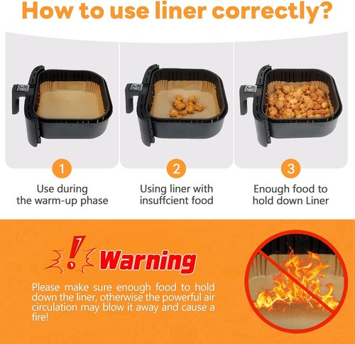 COSORI Disposable Air Fryer Liners - 2 Qt Parchment Paper Baking Sheets for Easy Cleanup
