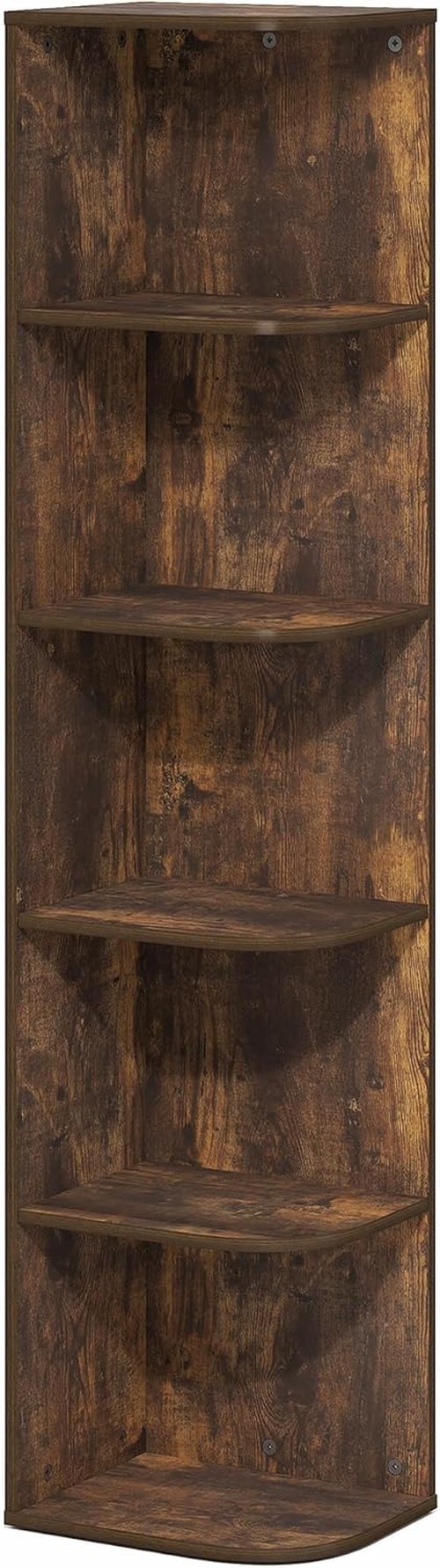 Furinno PASIR 5-Tier Corner Bookshelf - Open Shelf Design for Organization | Amber Pine, 9.3 x 12 x 51.7