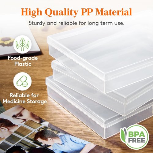 Lifewit 4x6 Photo Storage Box - 18 Clear Organizers with Lids & Labels for Photos, Crafts & Office Supplies