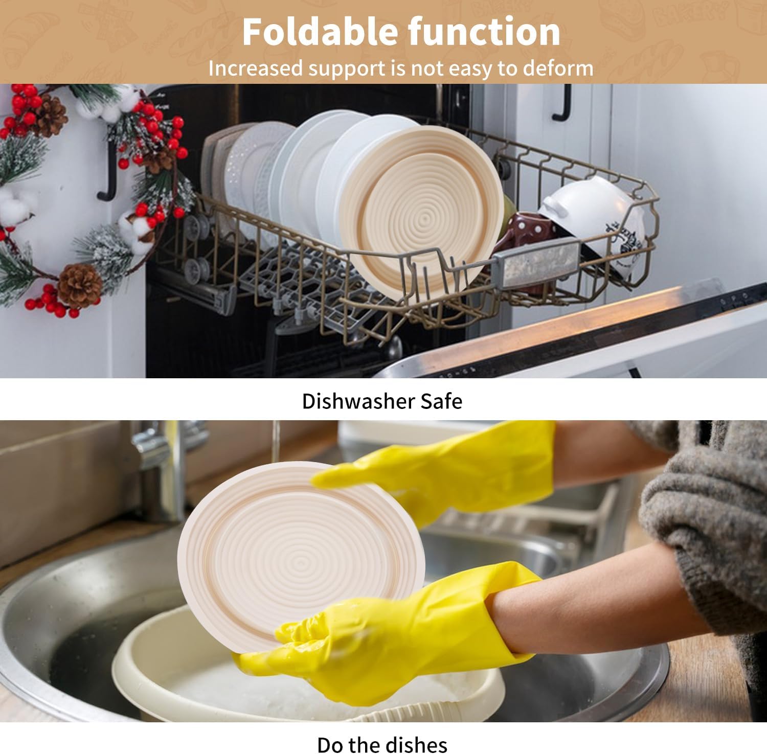 Skiennix Silicone Banneton Bread Proofing Baskets - 10" Oval & 9" Round Non-Stick Dough Bowls | BPA Free, Ideal for Sourdough Baking
