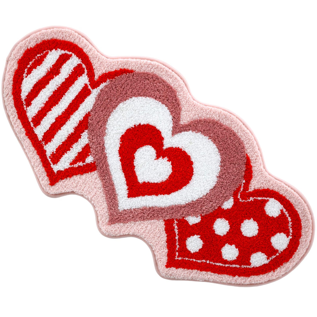 Moutina Love Heart Bathroom Rug 18x36 Inch, Soft and Absorbent Tufted Valentine's Day Bath Mat Non Slip Washable, Valentines Bathroom Decor Rug Holiday Decorations