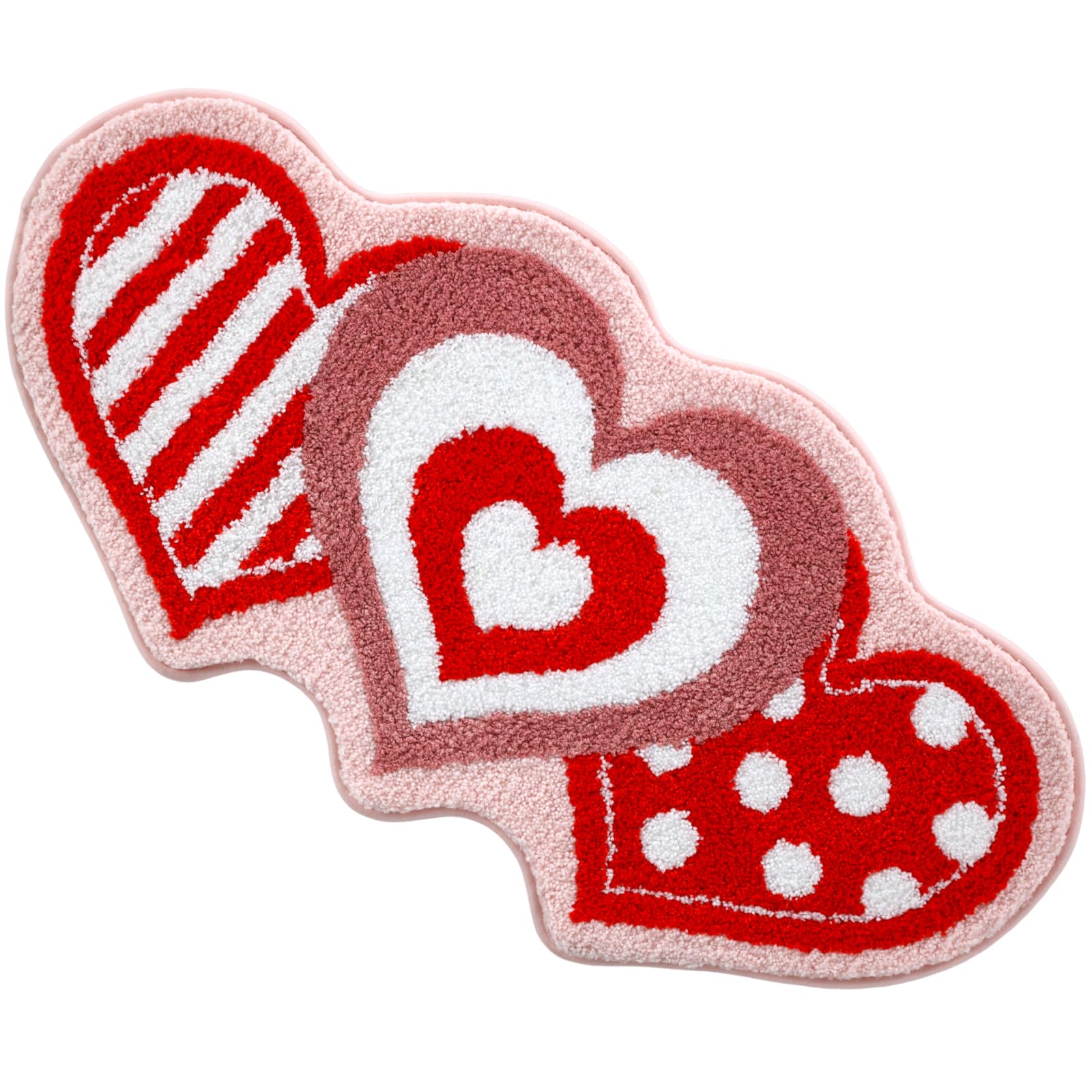 Moutina Love Heart Bathroom Rug 18x36 Inch, Soft and Absorbent Tufted Valentine's Day Bath Mat Non Slip Washable, Valentines Bathroom Decor Rug Holiday Decorations