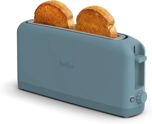 Bella 2-Slice Slim Toaster - 6 Shade Settings, Reheat & Cancel Functions | Fits Sourdough, 10” Long Slot, Anti-Jam, Auto Shutoff, 900 Watts, Surf Color