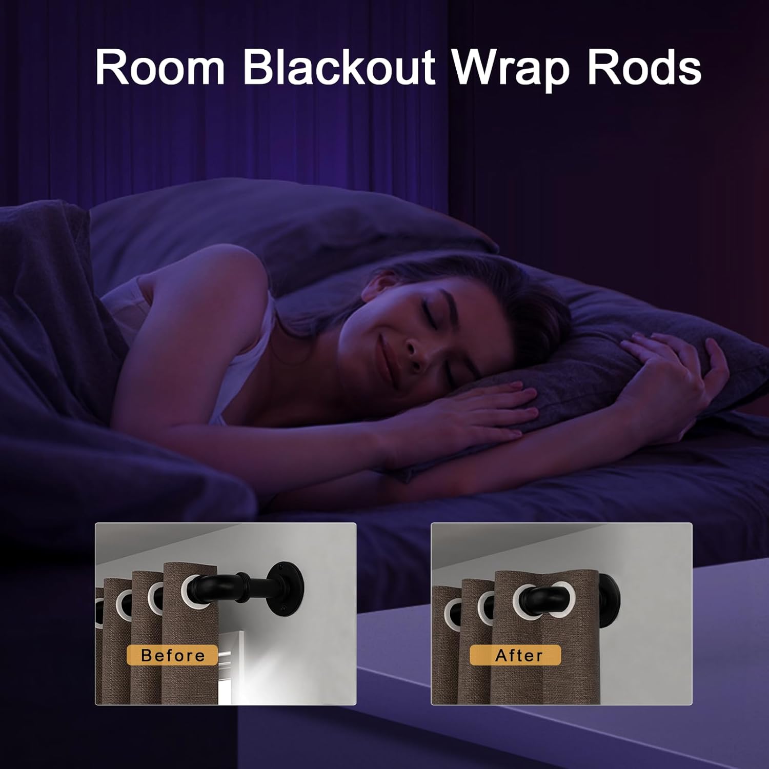 Skiennix Black Curtain Rods - Adjustable 18 to 88 Inch Length | Industrial Style, 1 Inch Diameter