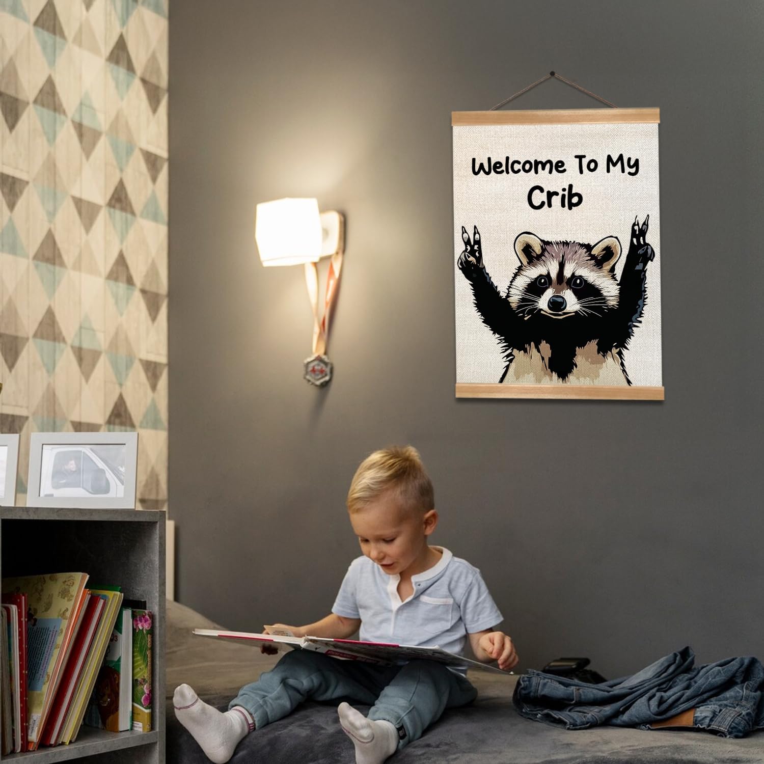 ZTGDA Raccoon Wall Art - Funny Canvas Poster for Man Cave, Nursery, or Dorm Room Decor | Durable Design