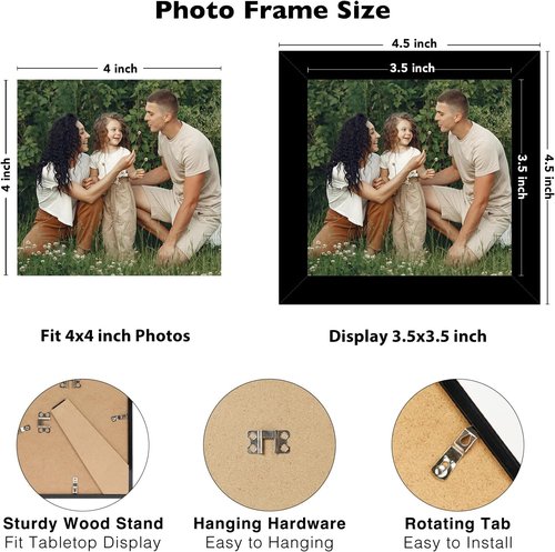 JCJMY 12-Pack 4x4 Picture Frames - Lightweight Collage Wall Decor for Photos | Black Set
