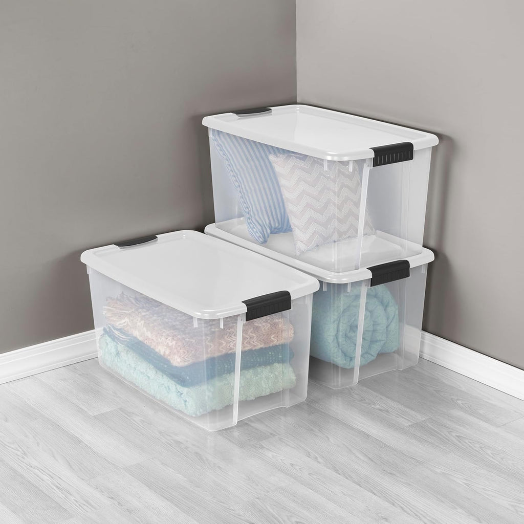 Sterilite 24-Pack Ultra Latching Storage Bins - Clear Plastic, 70 Quart Heavy-Duty Organizing Containers