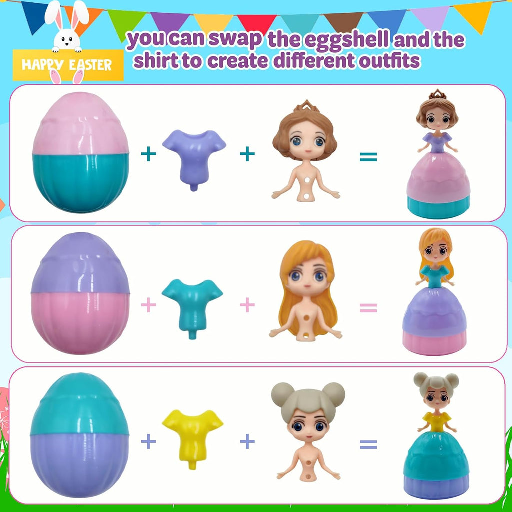 NICENINE Easter Eggs - 12 Piece Prefilled Princess Eggs for Kids | Perfect Goodie Bag Stuffers for Ages 3+