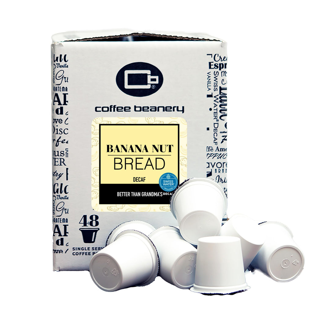 Banana Nut Bread Decaf Coffee Pods by Coffee Beanery | 48ct Bulk Medium Roast Arbica Coffee