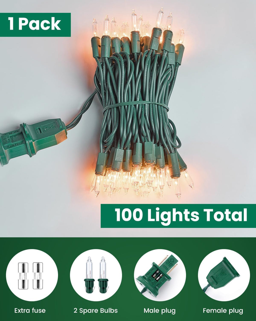 Minetom Clear Christmas String Lights - 100 Count 20 Feet Incandescent Mini Lights for Indoor Decor