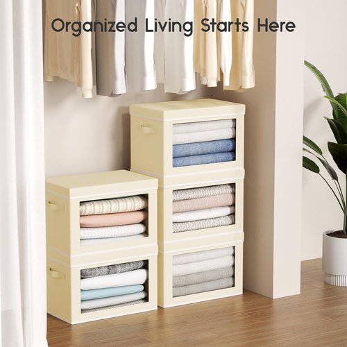 Homsorout Storage Bins with Lids - Collapsible Fabric Organizers for Clothes & Towels | 3 Pack & 6 Pack