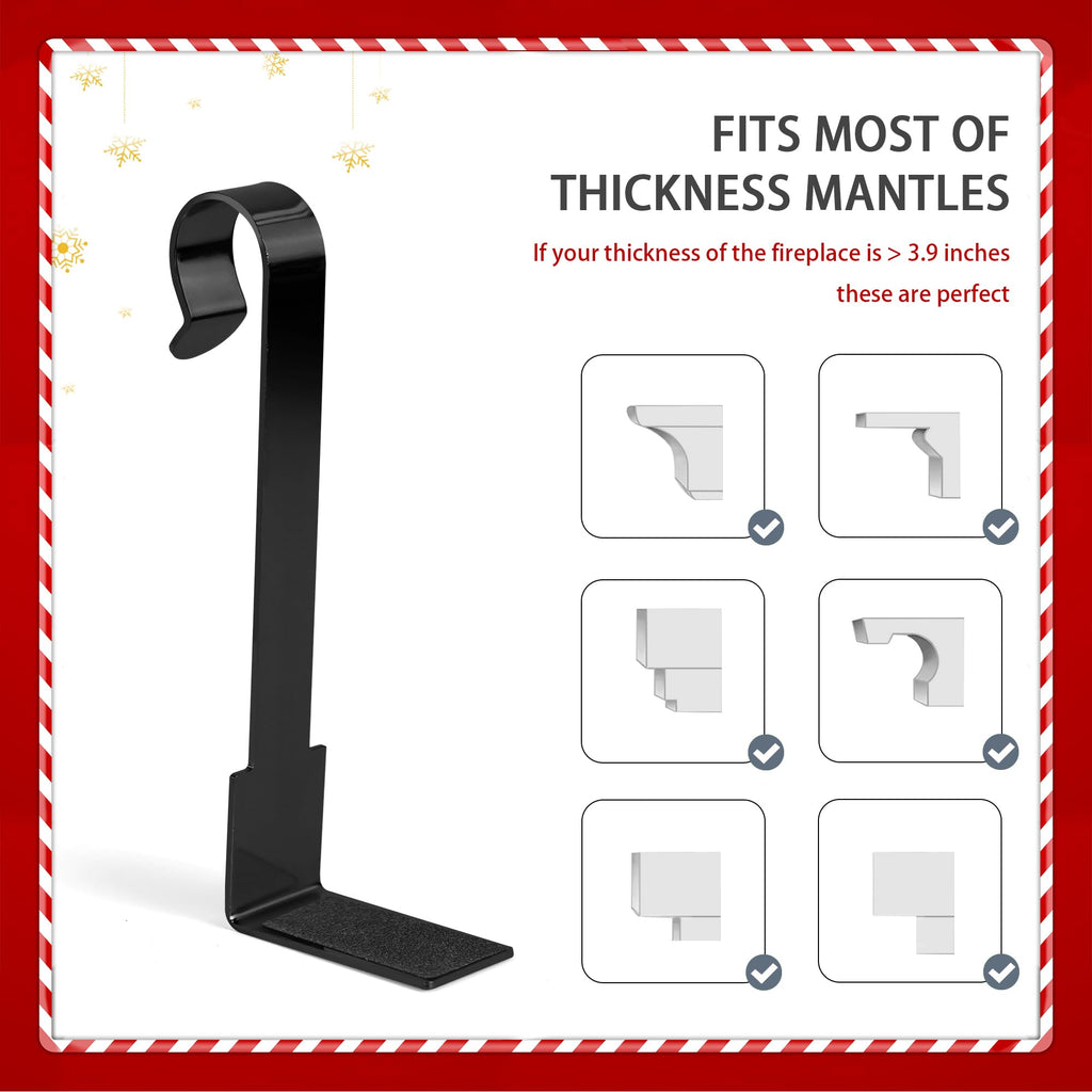 Doitory Christmas Stocking Holder Hanger,4 or 6 Pack Stocking Holders for Fireplace and Mantle for Xmas Holiday Party Decorations