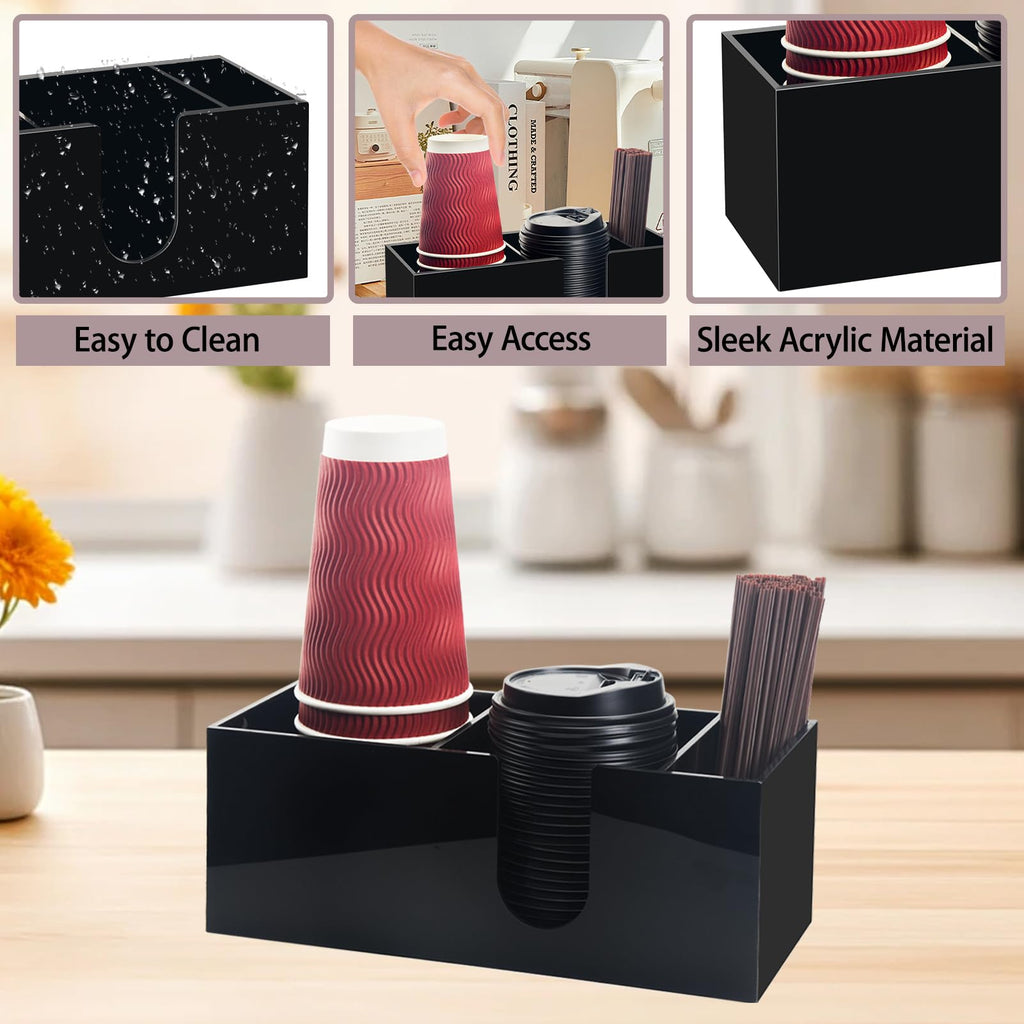 Beitiny Coffee Cup Holder for Countertop, Acrylic Coffee Bar Accessories and Organizer, Black Coffee Station Organizer Farmhouse Table Decor