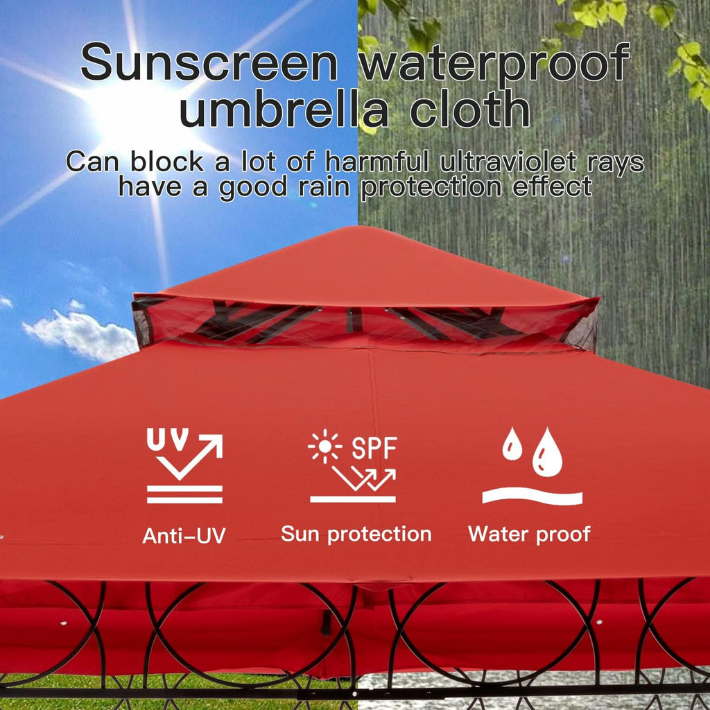 Skiennix Outdoor Canopy Tent - UV Protection Gazebo with 4 Sidewalls | 10'x10', Red