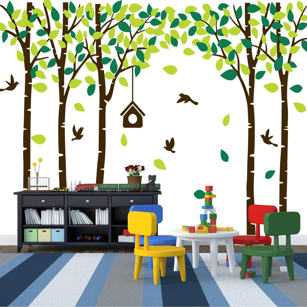 Giant Jungle Tree Wall Decals Birch Tree Wall Decals Forest Wall Stickers for Kids Room Bedroom Living Room Nursery Removable Vinyl Sticker Mural Art Decoration (Brown)