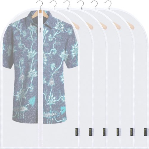 BALEINE 40'' Translucent Garment Bags - 6 Pack PEVA Dress Storage Bags for Closet (White)