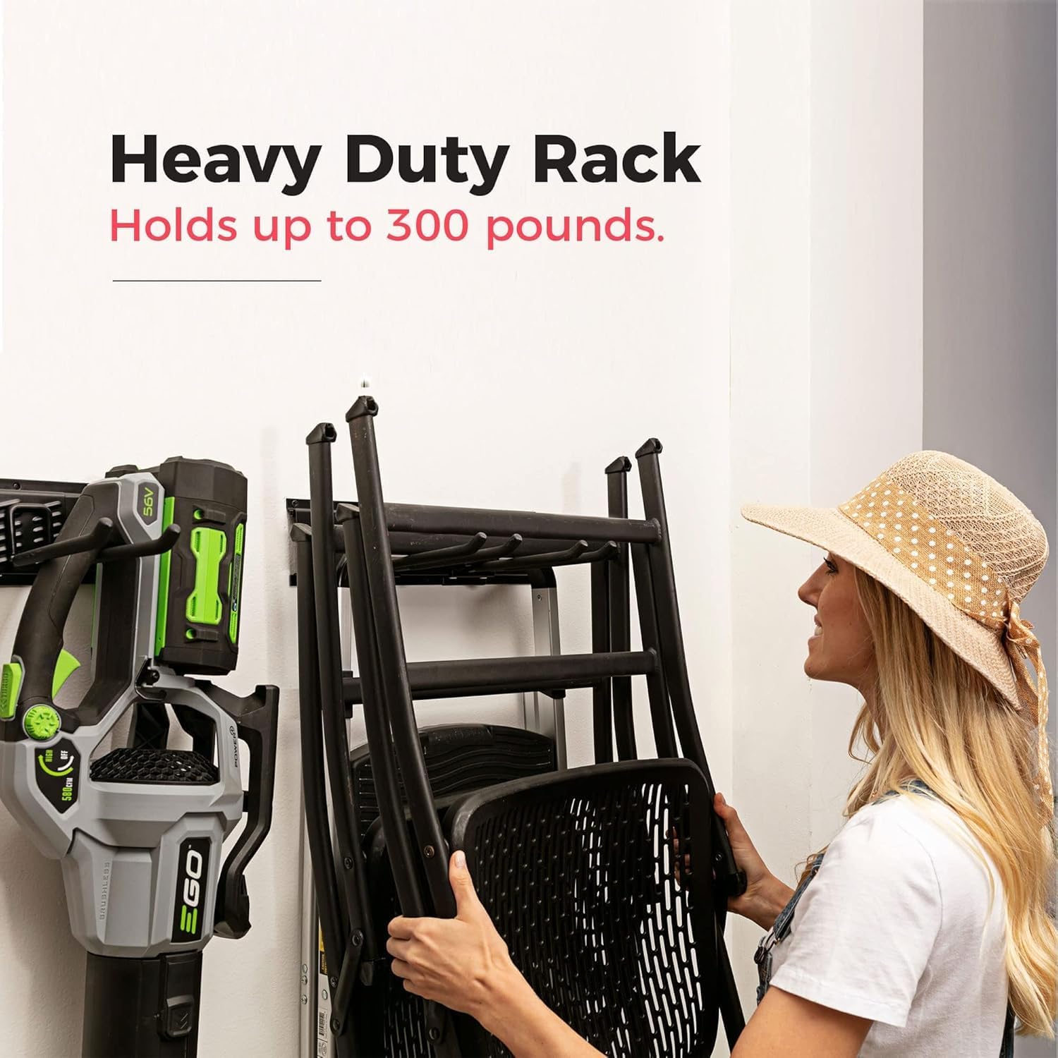 TIDYME Garage Tool Organizer - Sturdy Wall Mount Storage Rack with Adjustable Hooks | 64 Inches, 400lbs Capacity